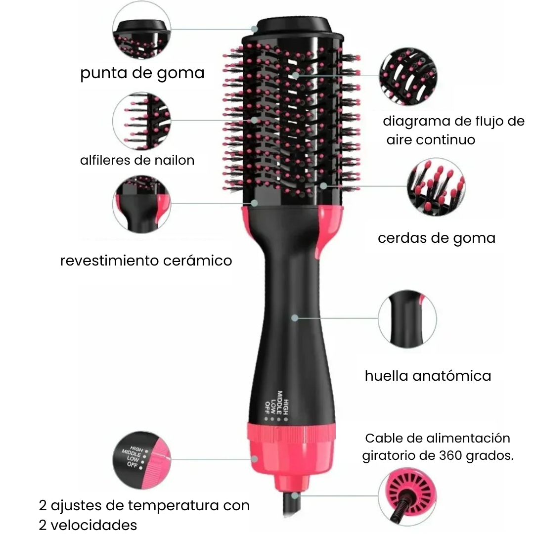 [PROMO] BellaHair Pro™ Cepillo Secador 3 en 1 Profesional para Alisar, Secar y Dar Volumen